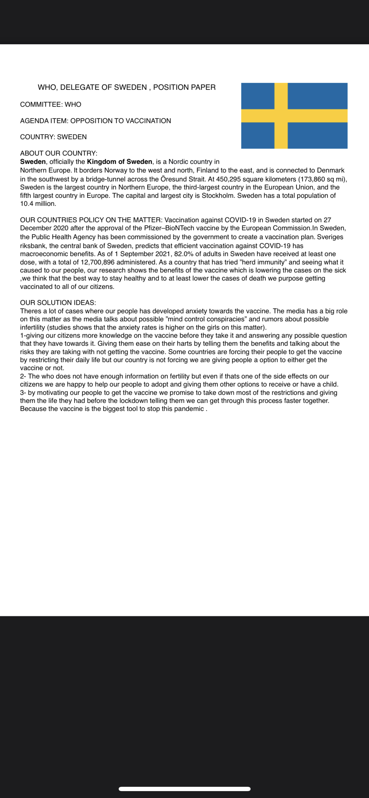 How To Write A Position Paper Mun Sample